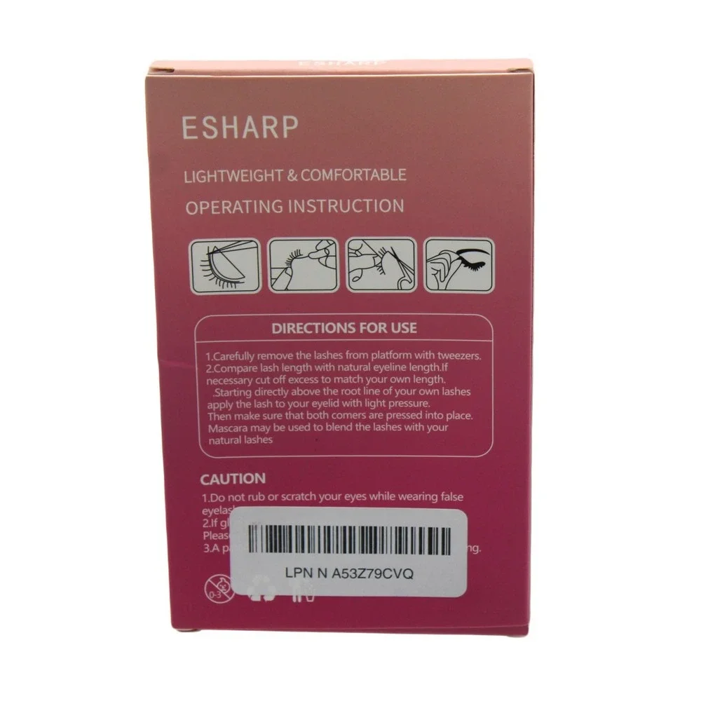 ESHARP Fashion Eyelash 5 Pairs Handmade Wispy Black False Lashes Set